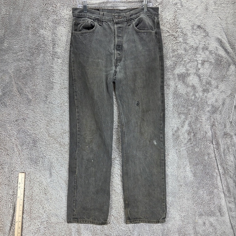 Vintage Levis 501 Jeans Mens 33x30 Gray Charcoal Made USA Button Fly Fits 31x30